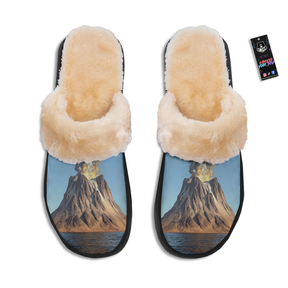 Eruption Volcano Print Slippers-grizzshop