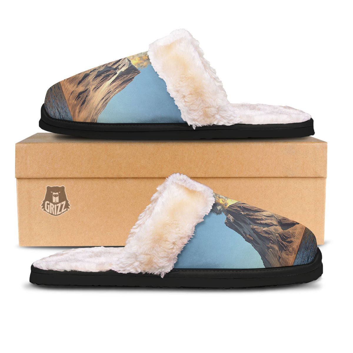 Eruption Volcano Print Slippers-grizzshop