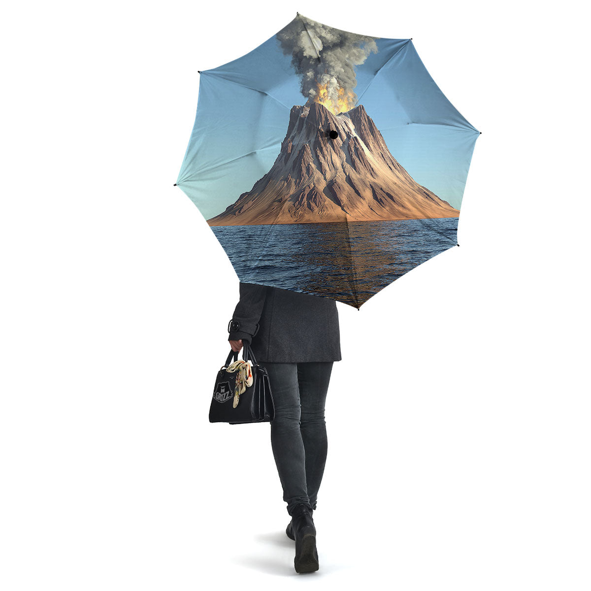 Eruption Volcano Print Umbrella-grizzshop