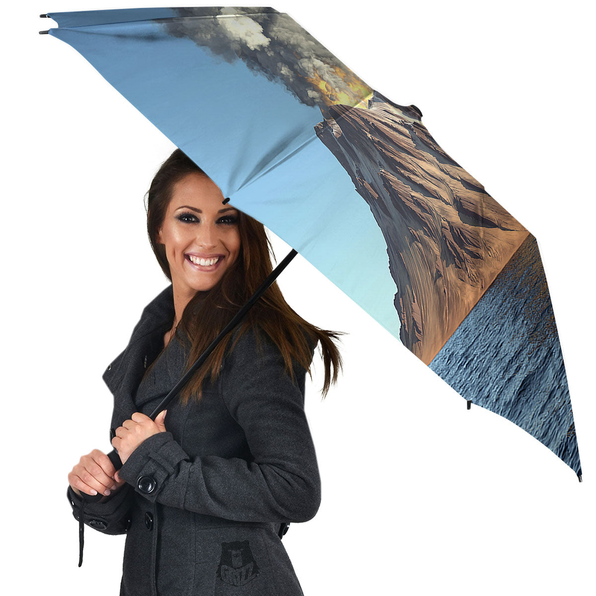 Eruption Volcano Print Umbrella-grizzshop