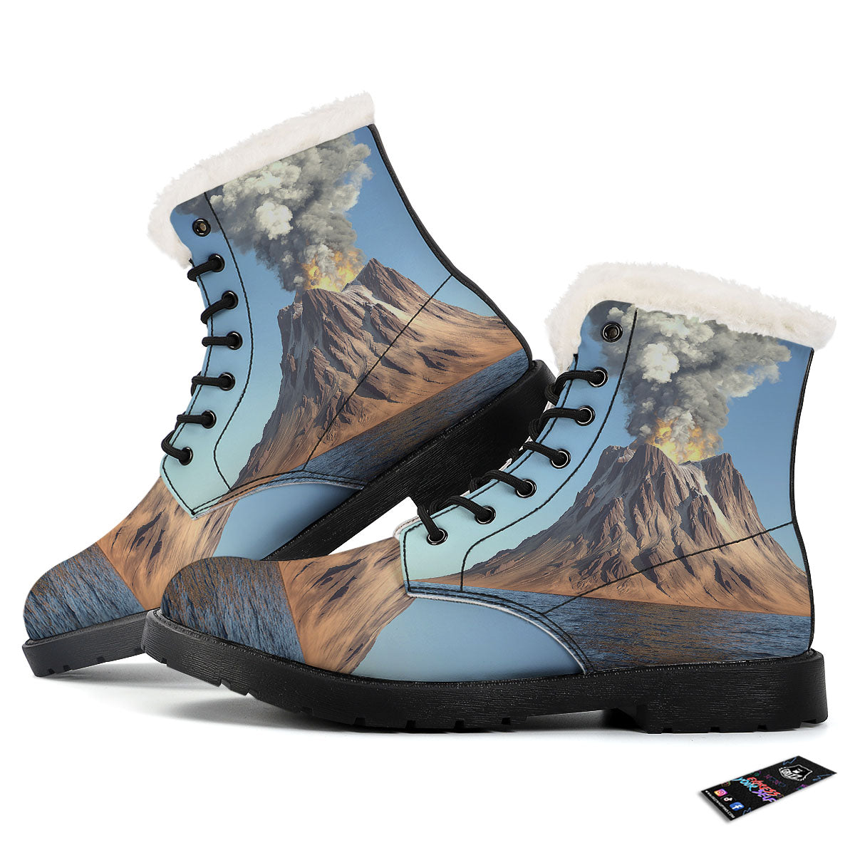 Eruption Volcano Print Winter Boots-grizzshop