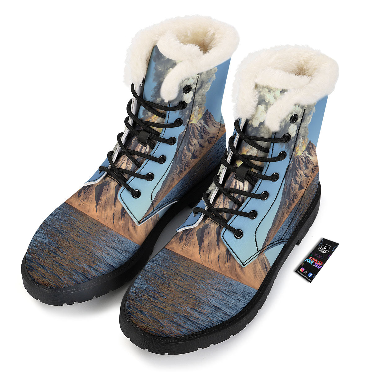 Eruption Volcano Print Winter Boots-grizzshop