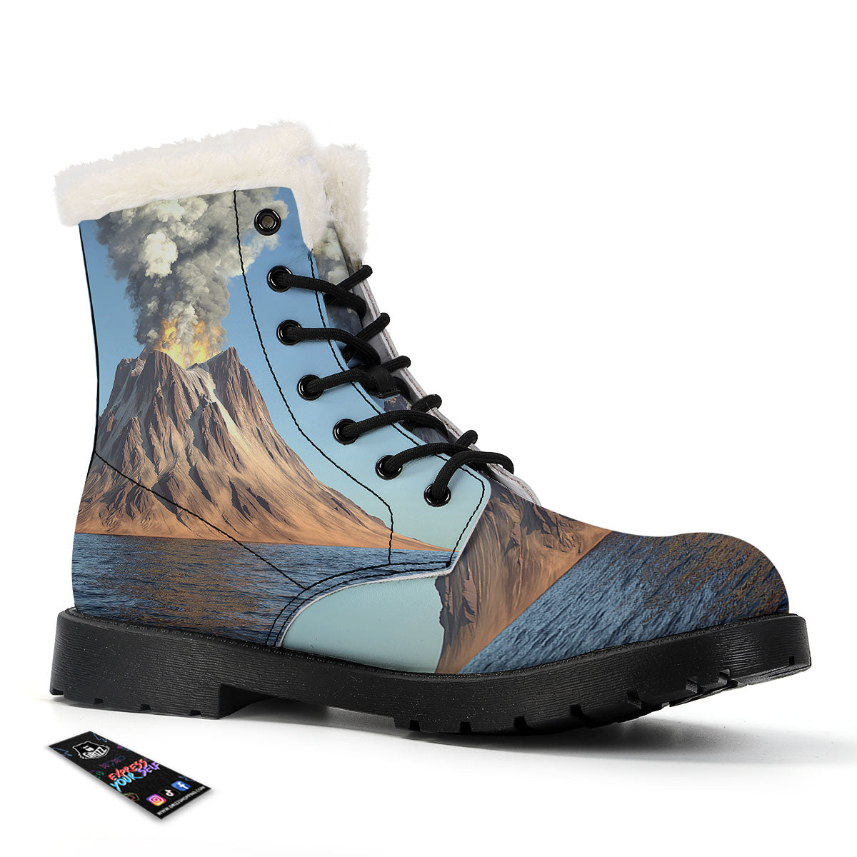 Eruption Volcano Print Winter Boots-grizzshop
