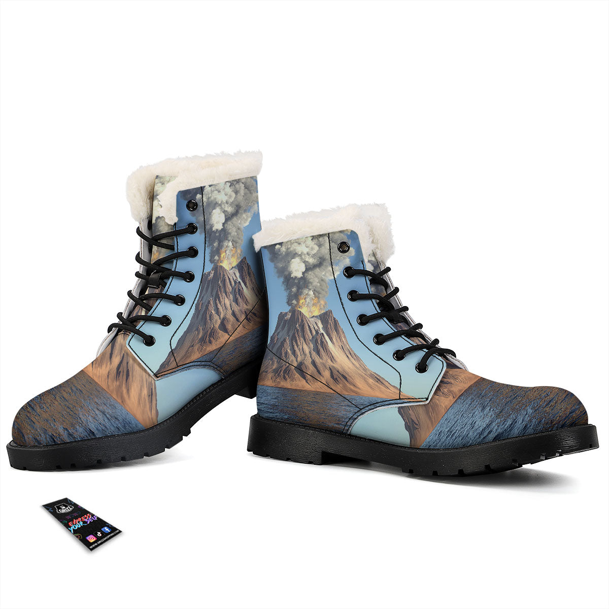 Eruption Volcano Print Winter Boots-grizzshop