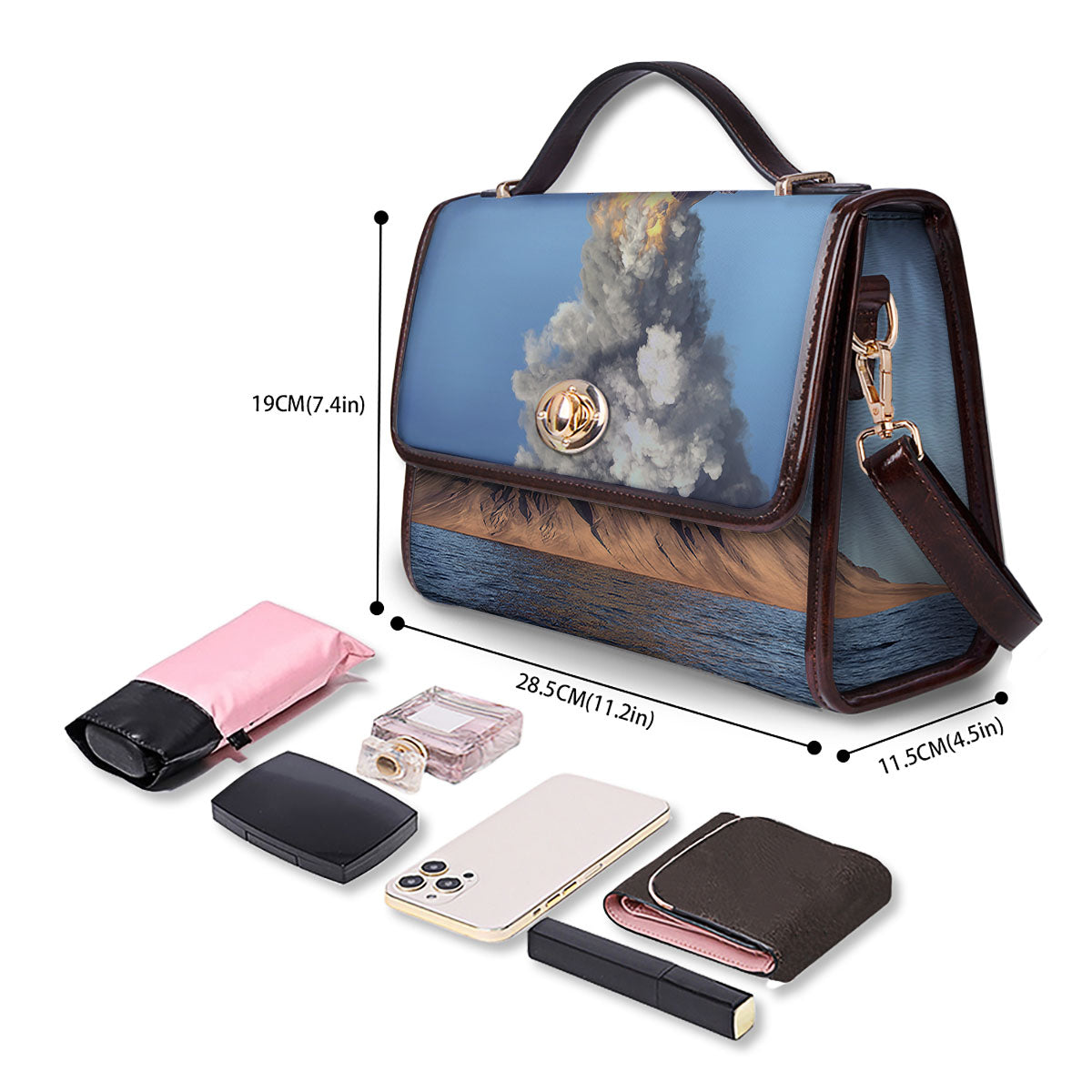 Eruption Volcano Print Women's Satchel Bag