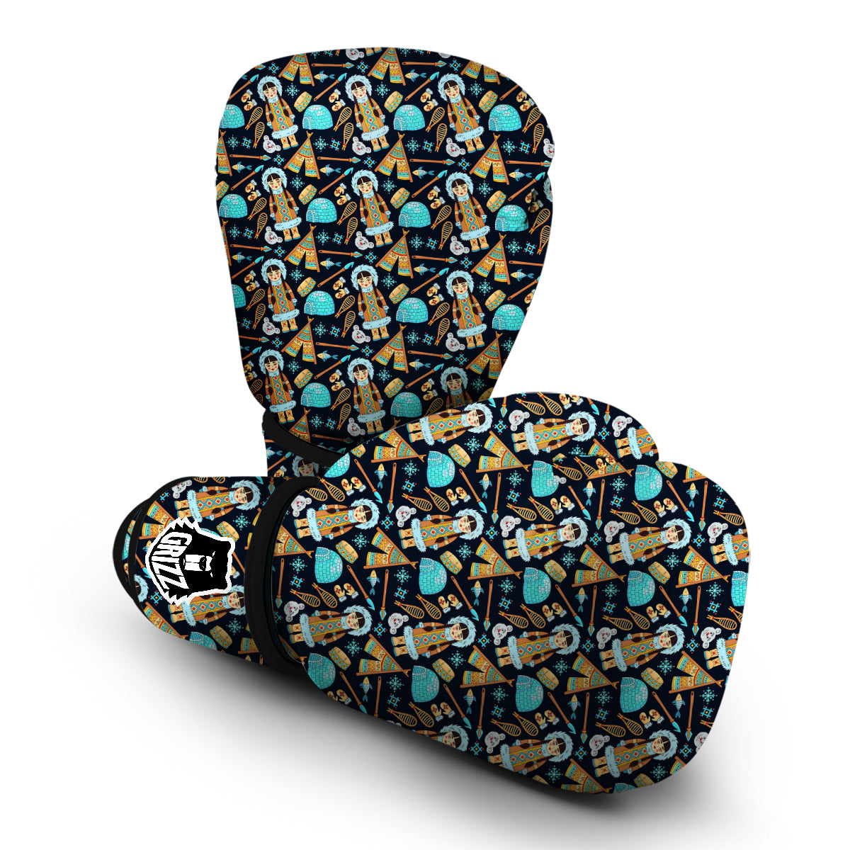 Eskimo And Lifestyle Print Pattern Boxing Gloves-grizzshop