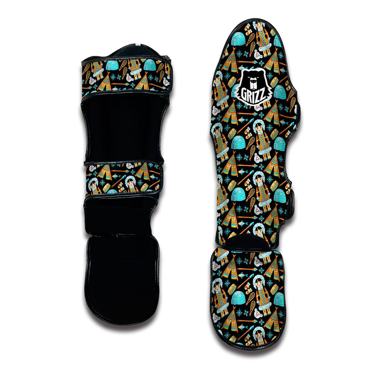 Eskimo And Lifestyle Print Pattern Muay Thai Shin Guards-grizzshop