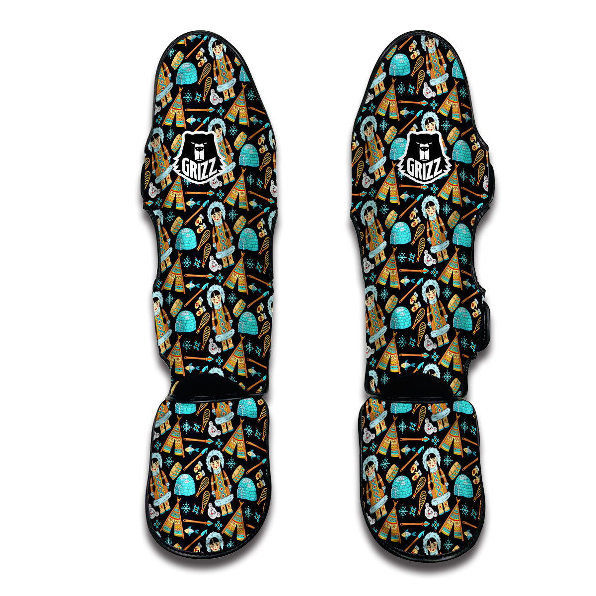 Eskimo And Lifestyle Print Pattern Muay Thai Shin Guards-grizzshop