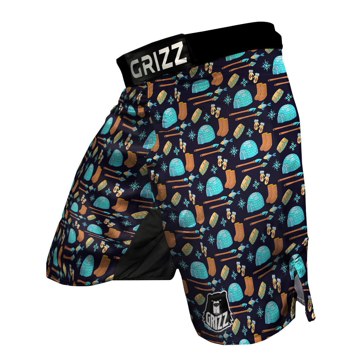 Eskimo Igloo And Equipment Print Pattern MMA Shorts-grizzshop