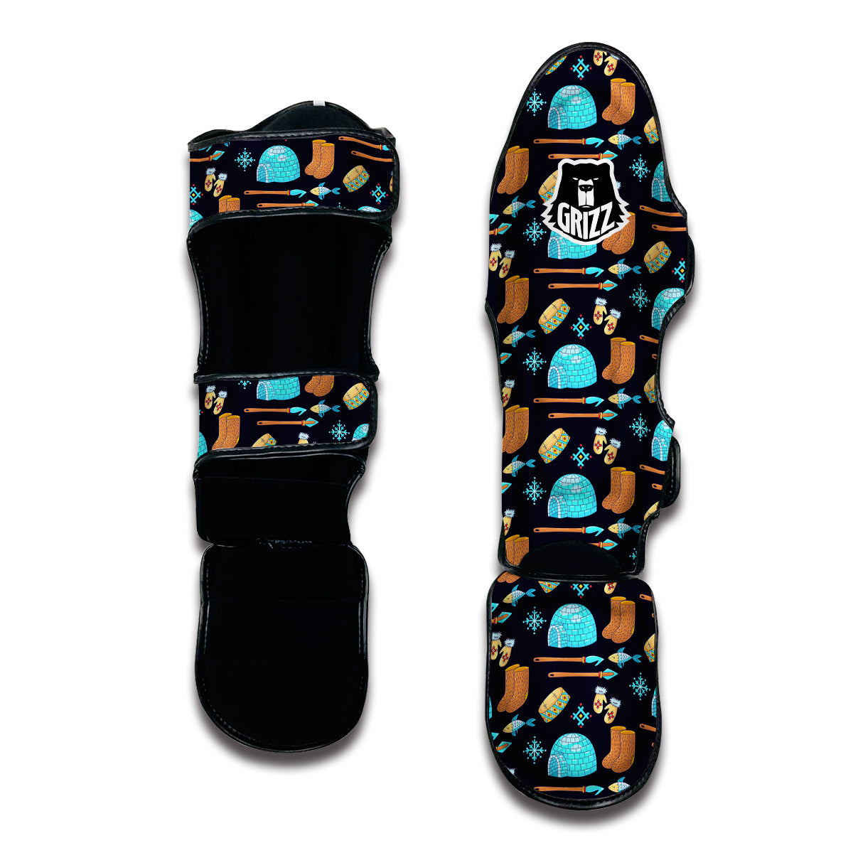 Eskimo Igloo And Equipment Print Pattern Muay Thai Shin Guards-grizzshop