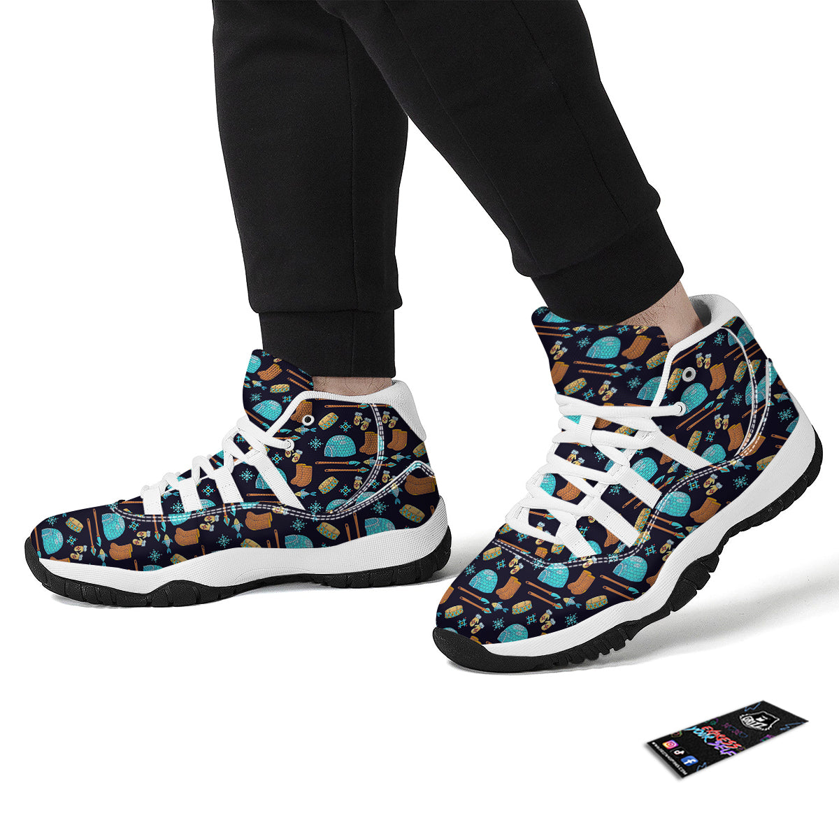 Eskimo Igloo And Equipment Print Pattern White Bball Shoes-grizzshop