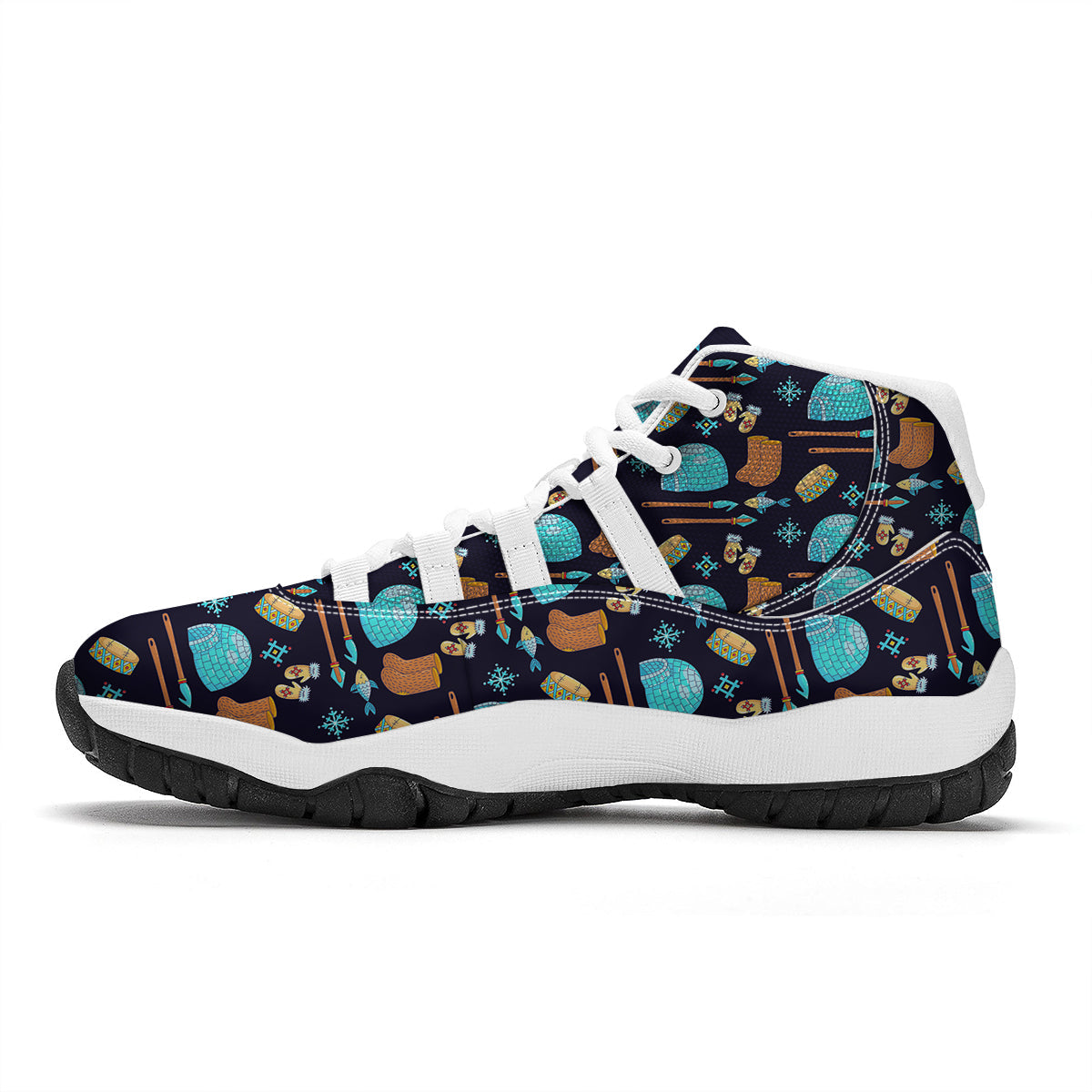 Eskimo Igloo And Equipment Print Pattern White Bball Shoes-grizzshop