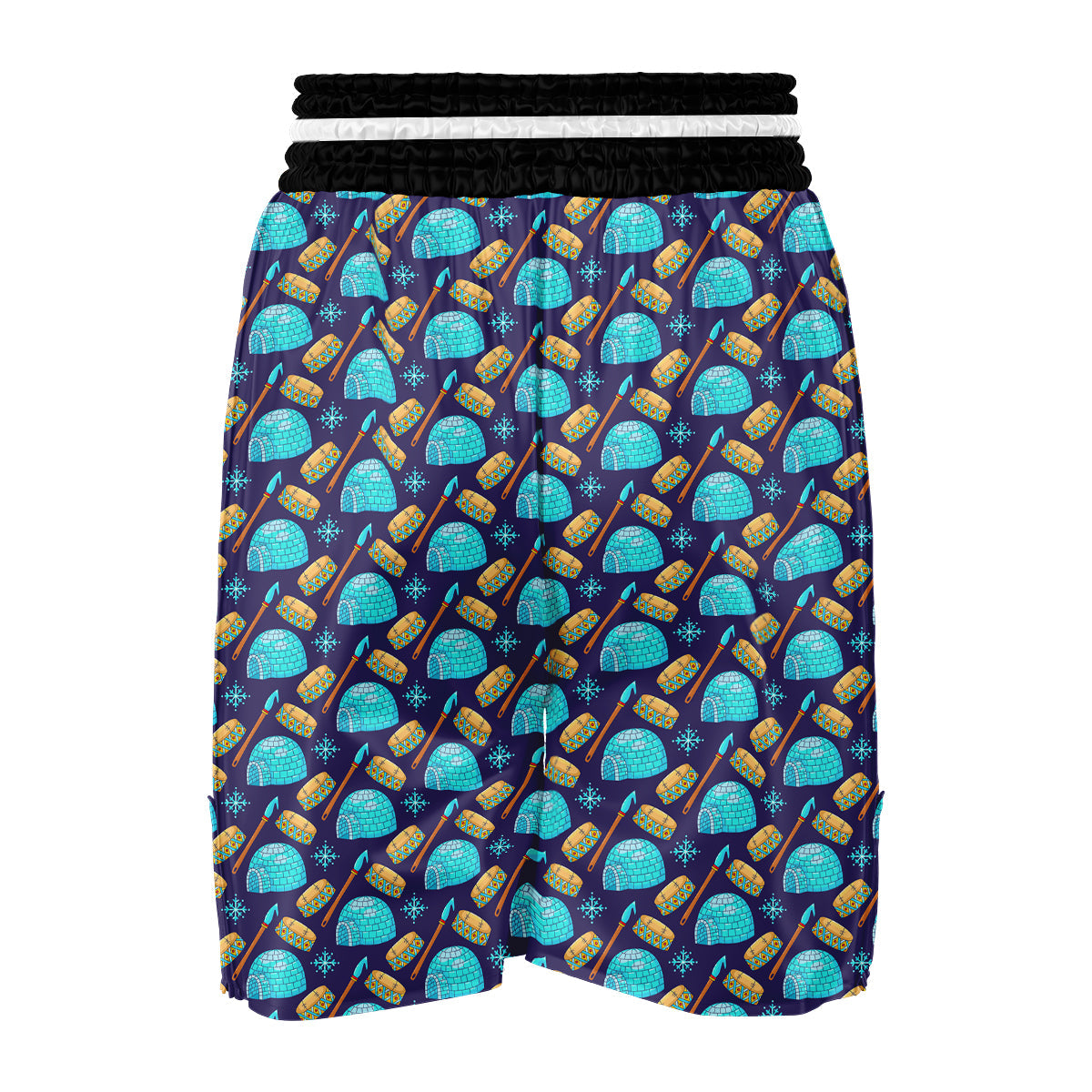 Eskimo Igloo Blue Print Pattern Boxing Shorts-grizzshop
