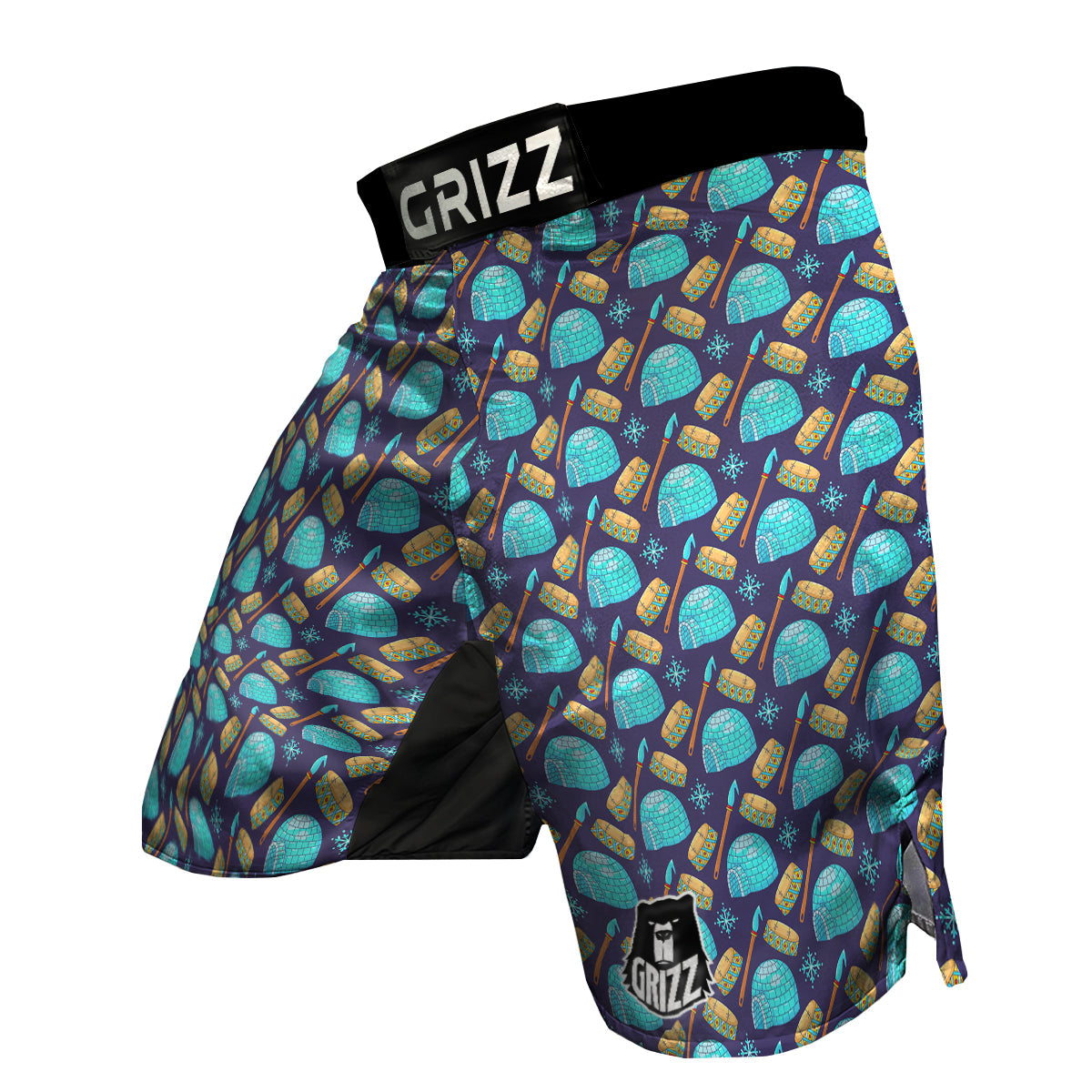 Eskimo Igloo Blue Print Pattern MMA Shorts-grizzshop