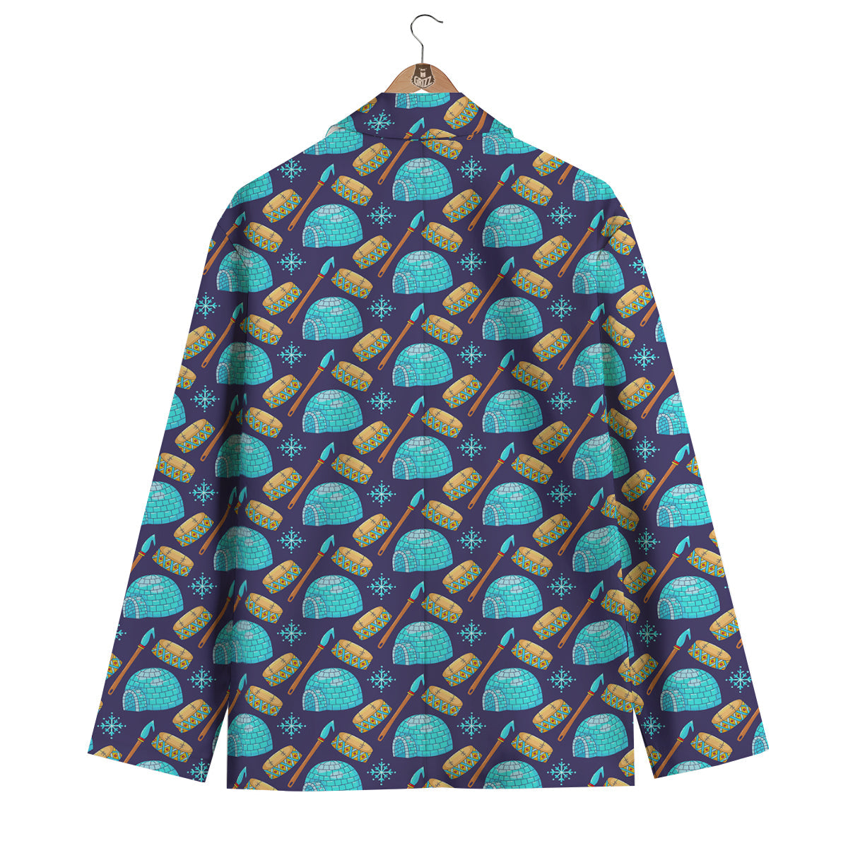 Eskimo Igloo Blue Print Pattern Men's Blazer-grizzshop