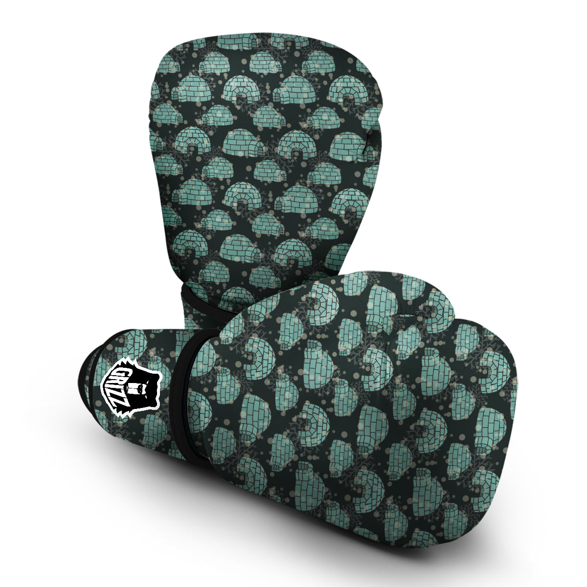 Eskimo Igloo Print Pattern Boxing Gloves-grizzshop