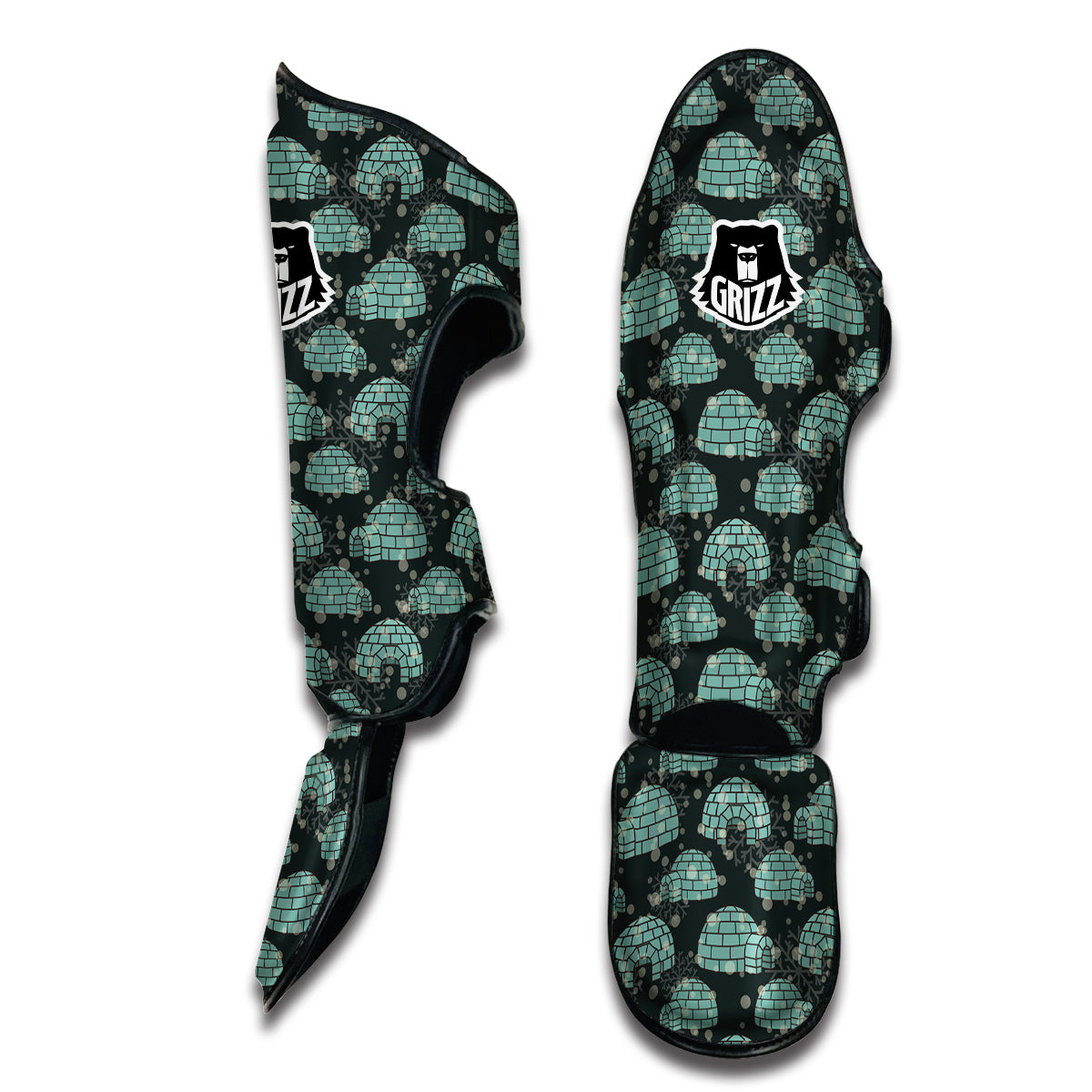 Eskimo Igloo Print Pattern Muay Thai Shin Guards-grizzshop