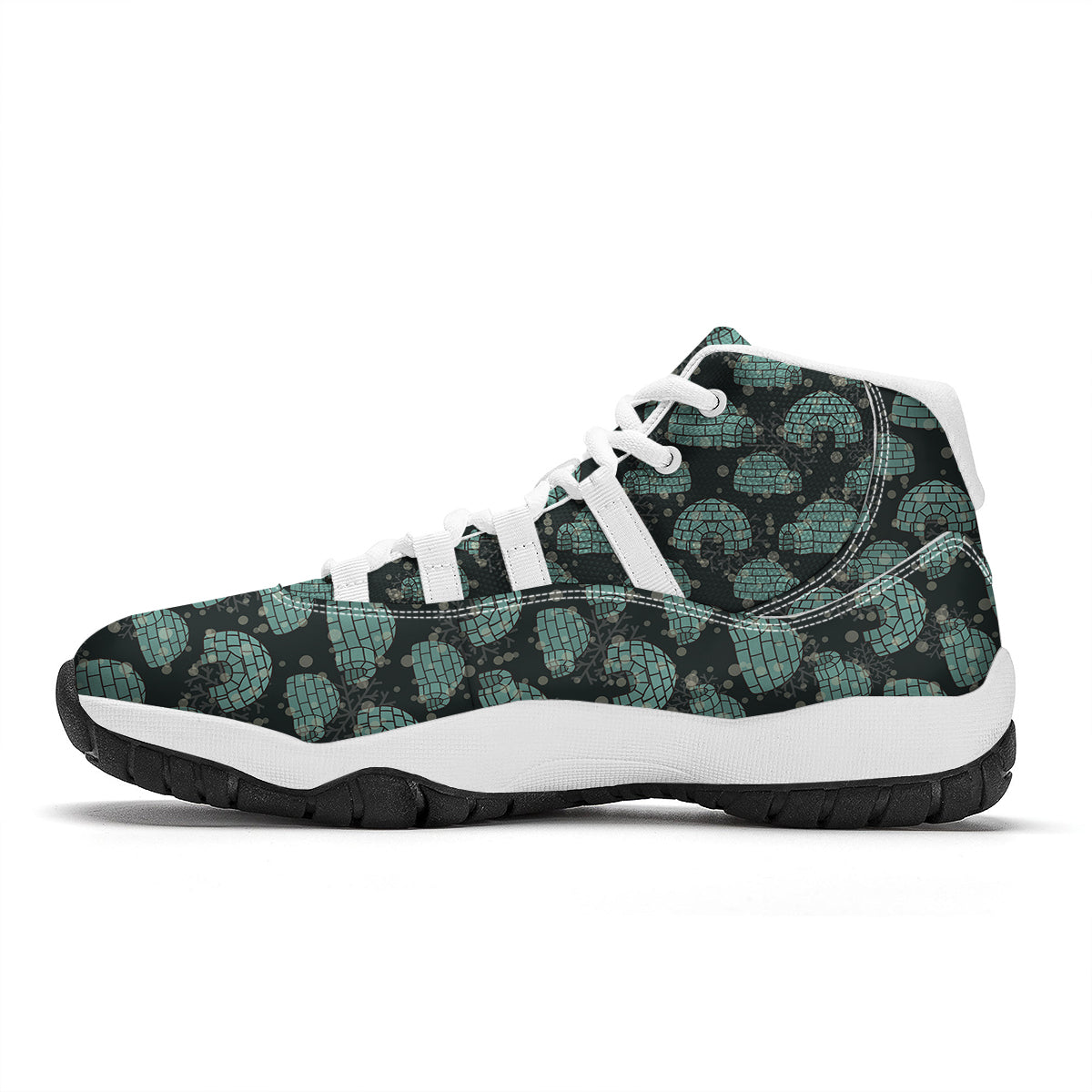Eskimo Igloo Print Pattern White Bball Shoes-grizzshop