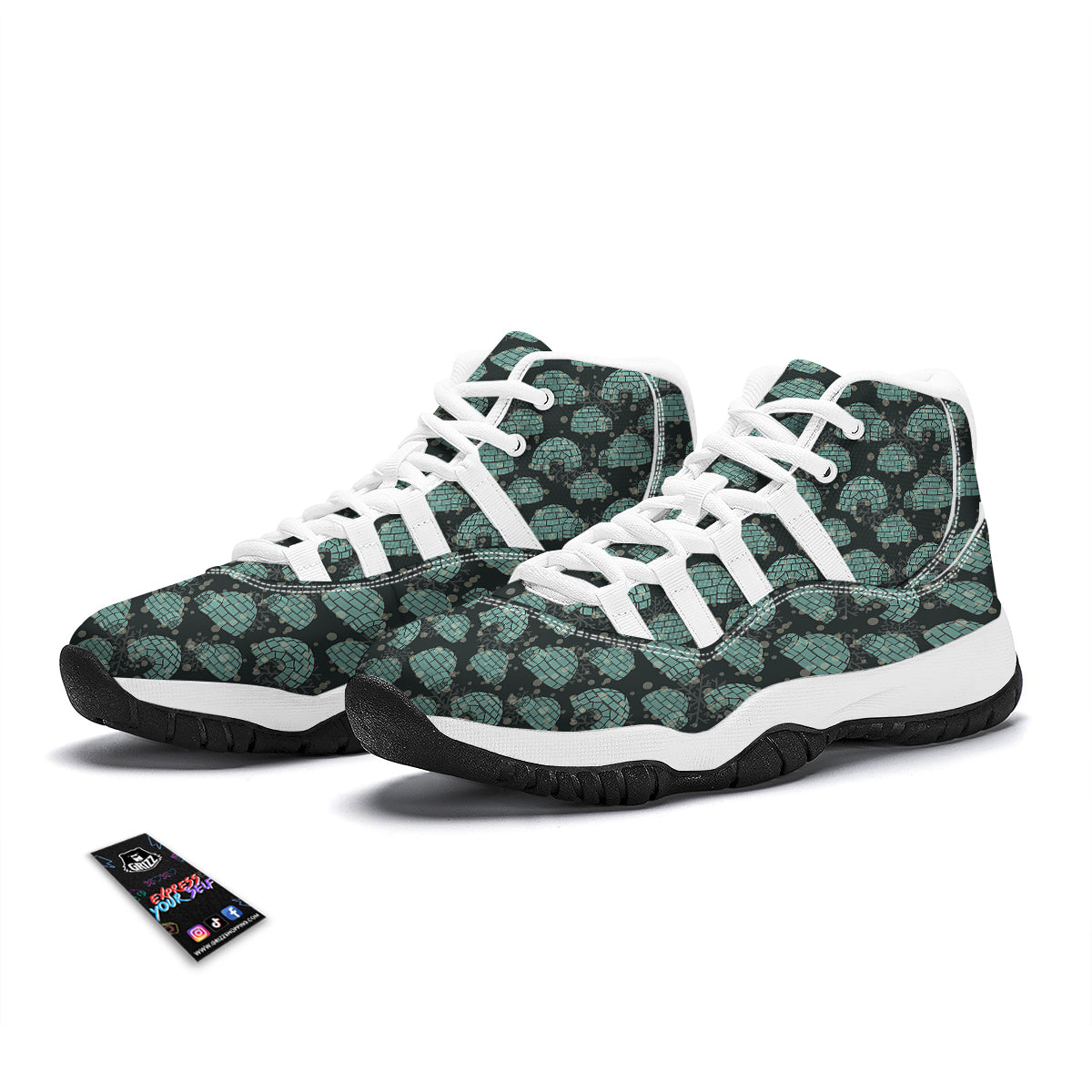 Eskimo Igloo Print Pattern White Bball Shoes-grizzshop