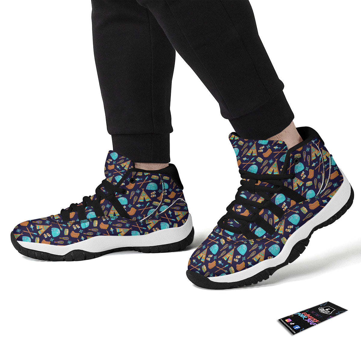 Eskimo Igloo Tent Print Pattern Black Bball Shoes-grizzshop