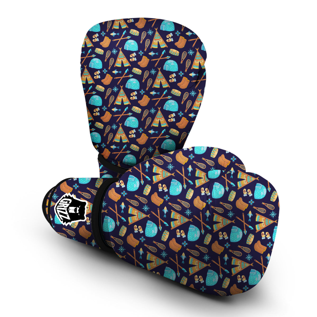 Eskimo Igloo Tent Print Pattern Boxing Gloves-grizzshop