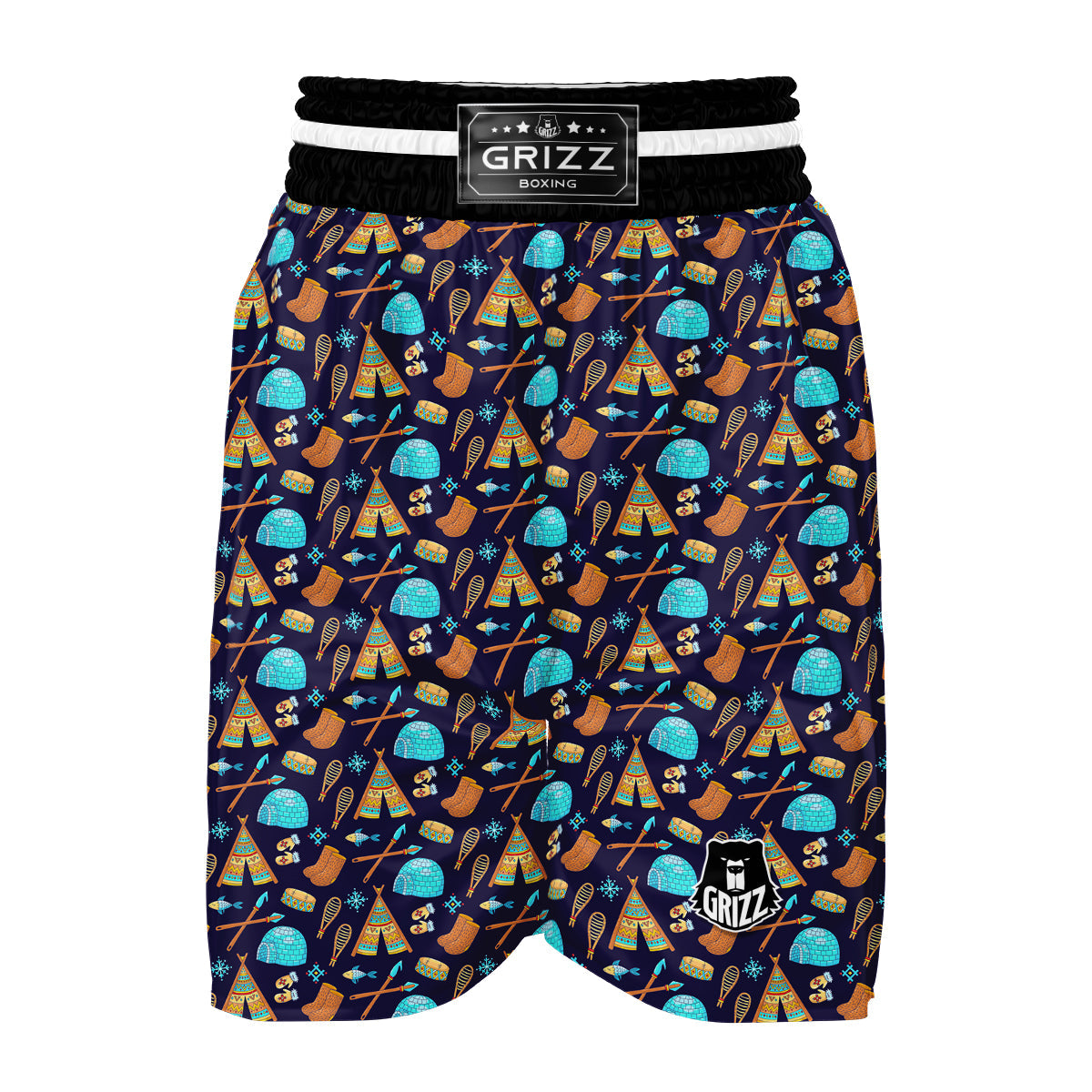 Eskimo Igloo Tent Print Pattern Boxing Shorts-grizzshop