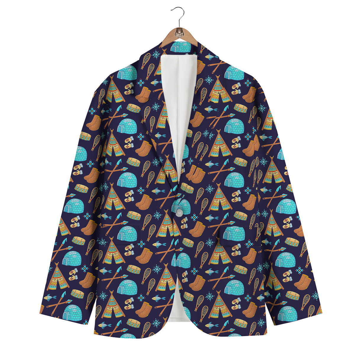 Eskimo Igloo Tent Print Pattern Men's Blazer-grizzshop