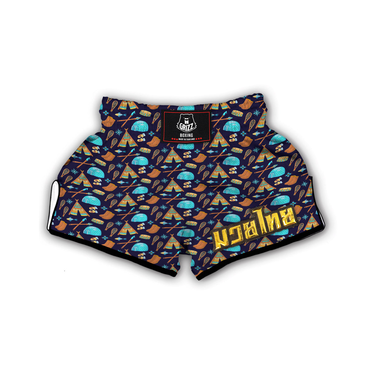 Eskimo Igloo Tent Print Pattern Muay Thai Boxing Shorts-grizzshop