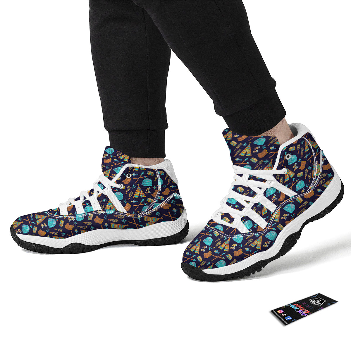 Eskimo Igloo Tent Print Pattern White Bball Shoes-grizzshop