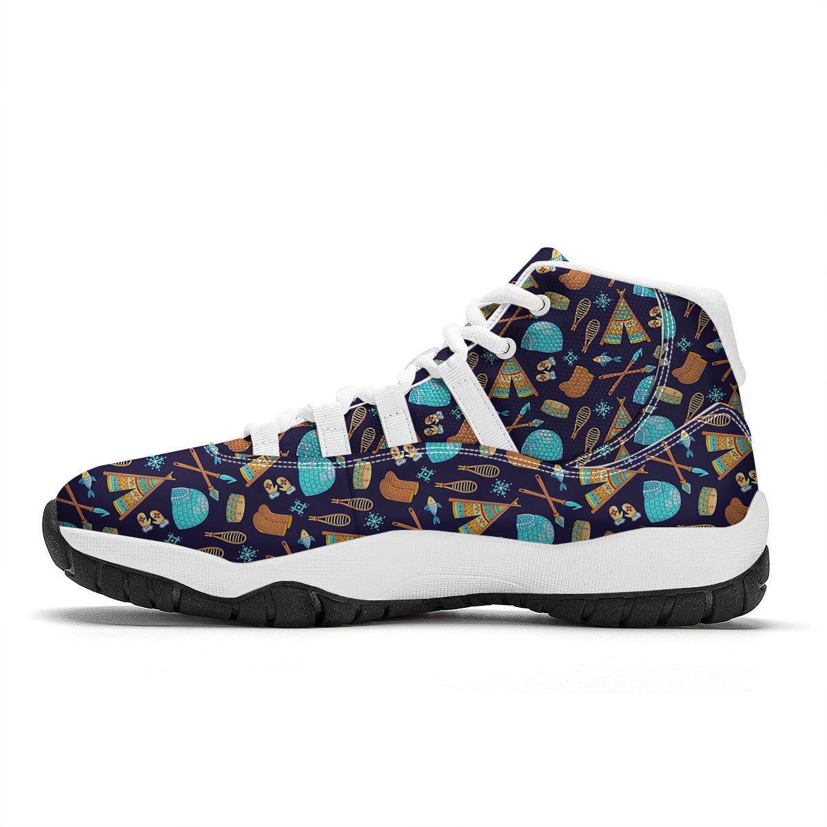 Eskimo Igloo Tent Print Pattern White Bball Shoes-grizzshop
