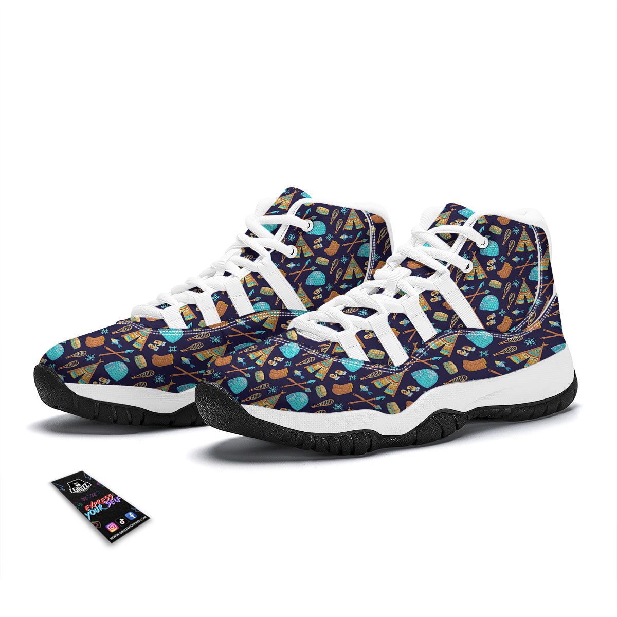Eskimo Igloo Tent Print Pattern White Bball Shoes-grizzshop