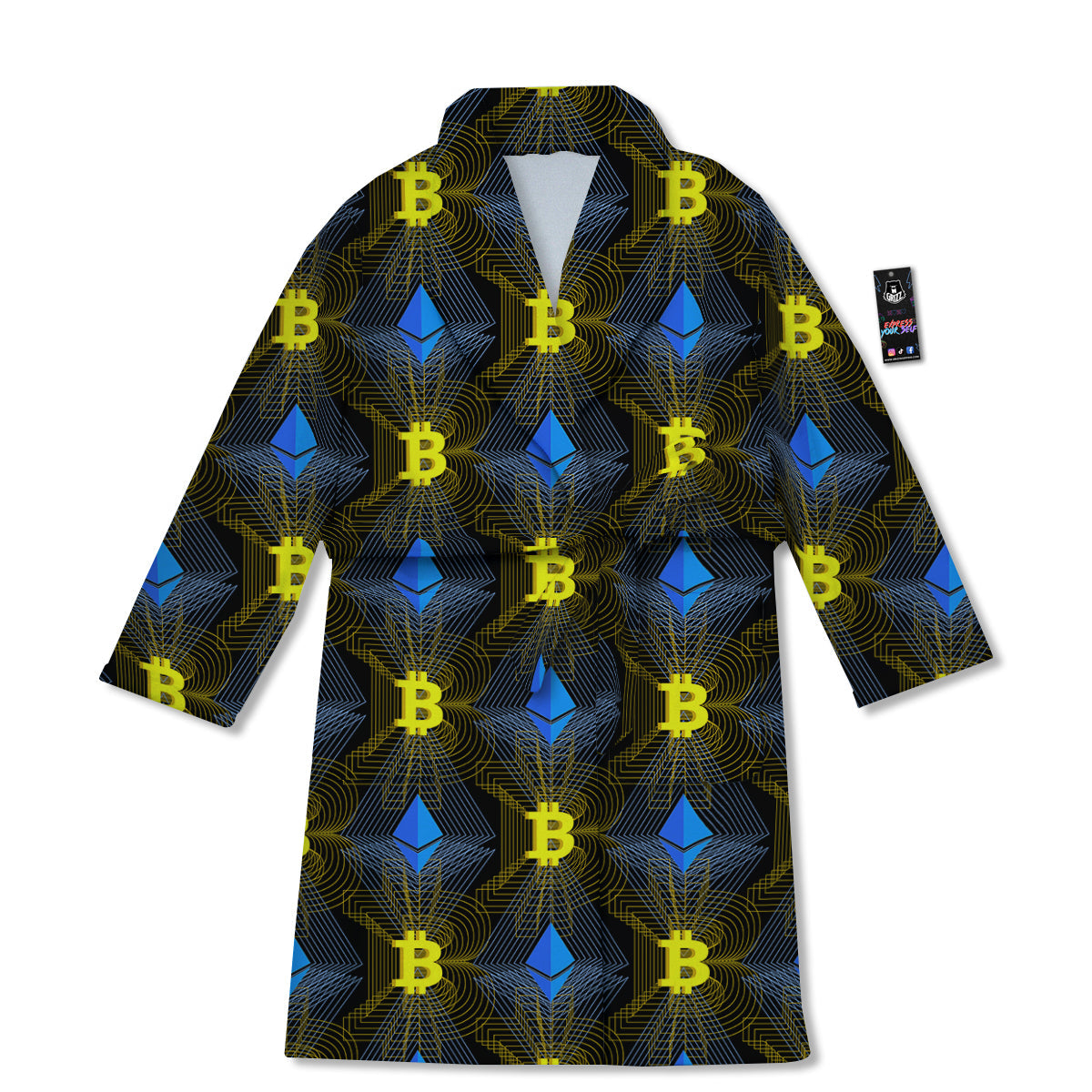 Ethereum And Bitcoin Print Pattern Bathrobe-grizzshop