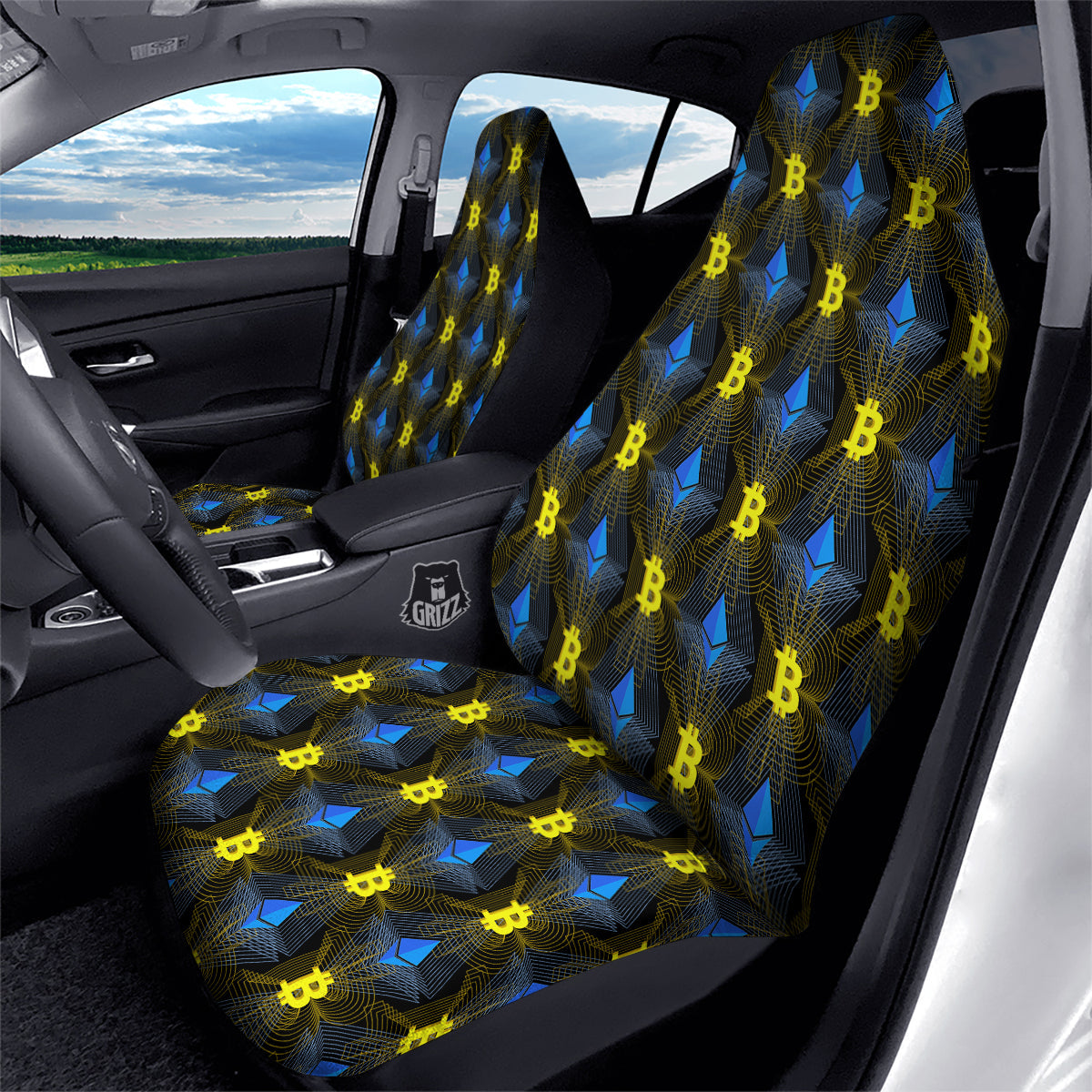 Ethereum And Bitcoin Print Pattern Car Seat Covers-grizzshop