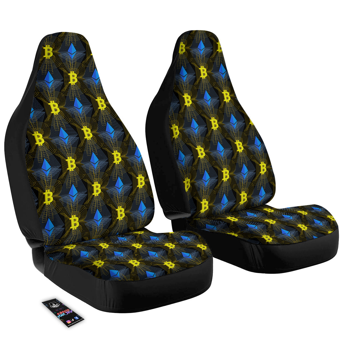 Ethereum And Bitcoin Print Pattern Car Seat Covers-grizzshop