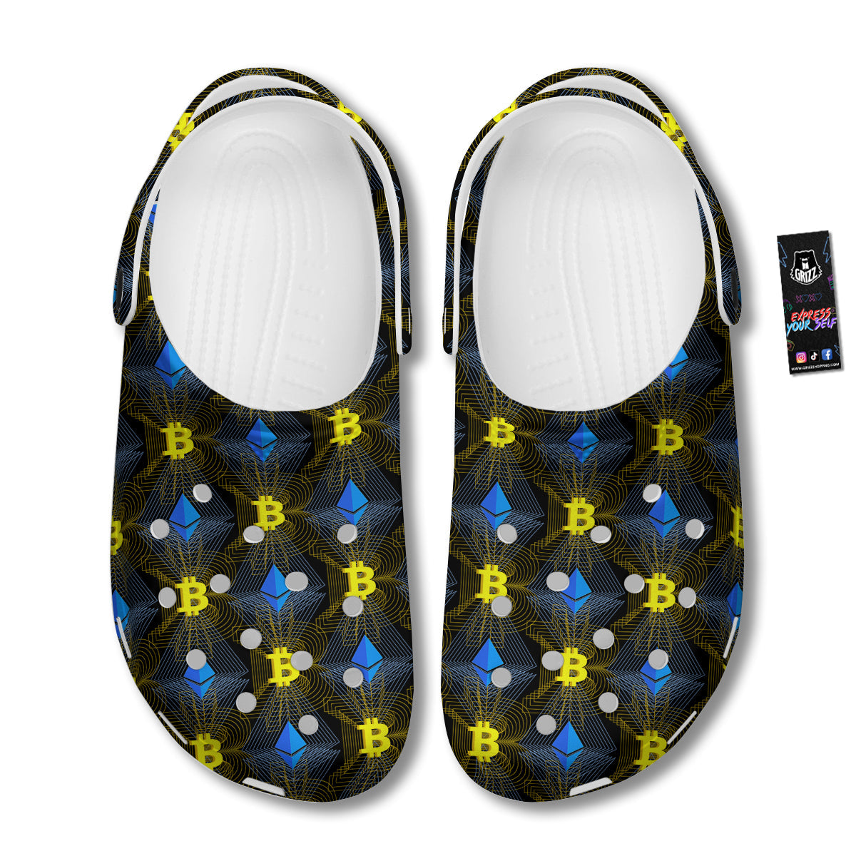 Ethereum And Bitcoin Print Pattern Clog-grizzshop