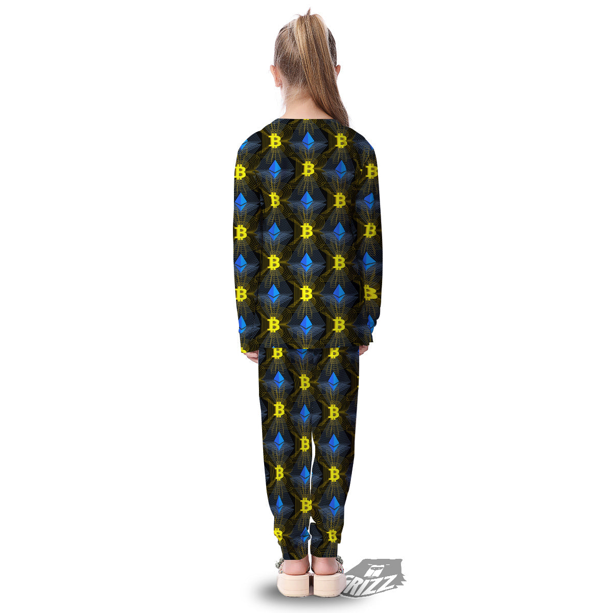 Ethereum And Bitcoin Print Pattern Kid's Pajamas-grizzshop