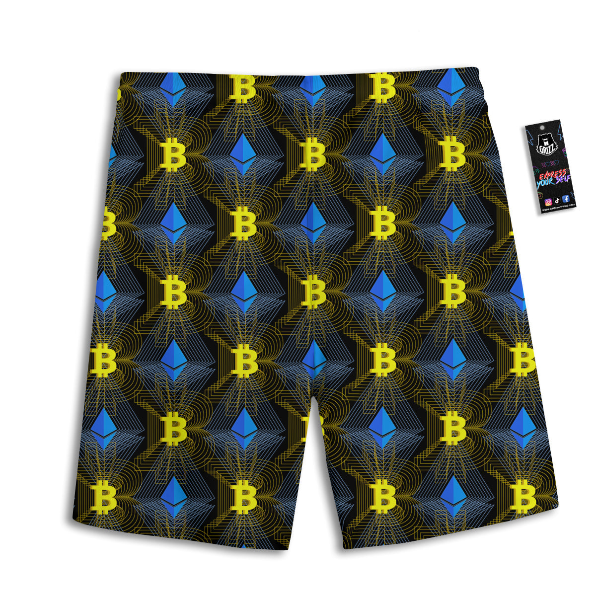 Ethereum And Bitcoin Print Pattern Men's Athletic Shorts