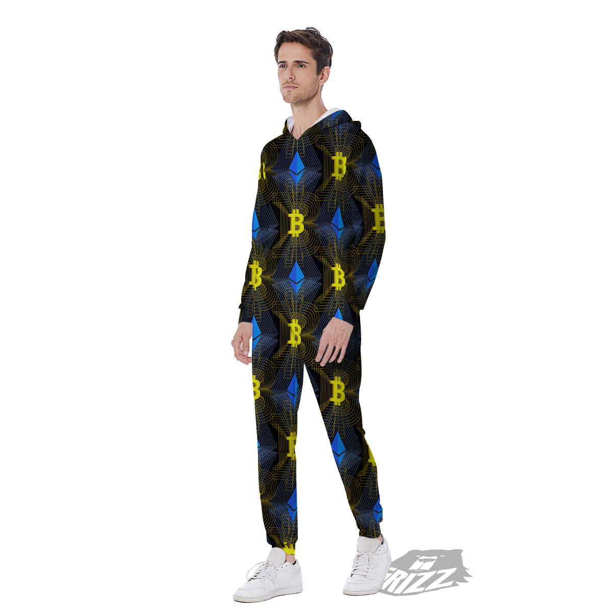 Ethereum And Bitcoin Print Pattern Men's Jumpsuit-grizzshop