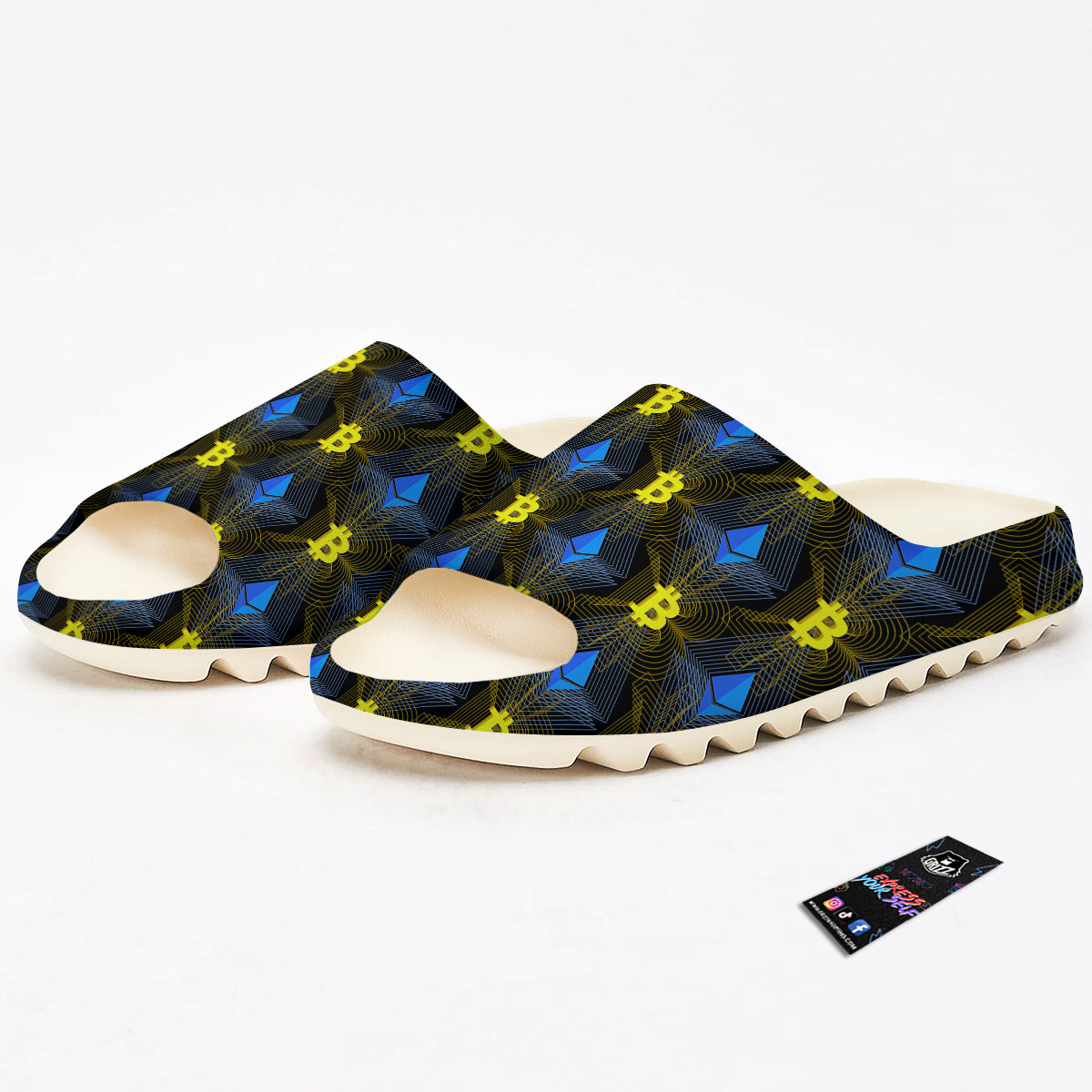 Ethereum And Bitcoin Print Pattern Sandals-grizzshop