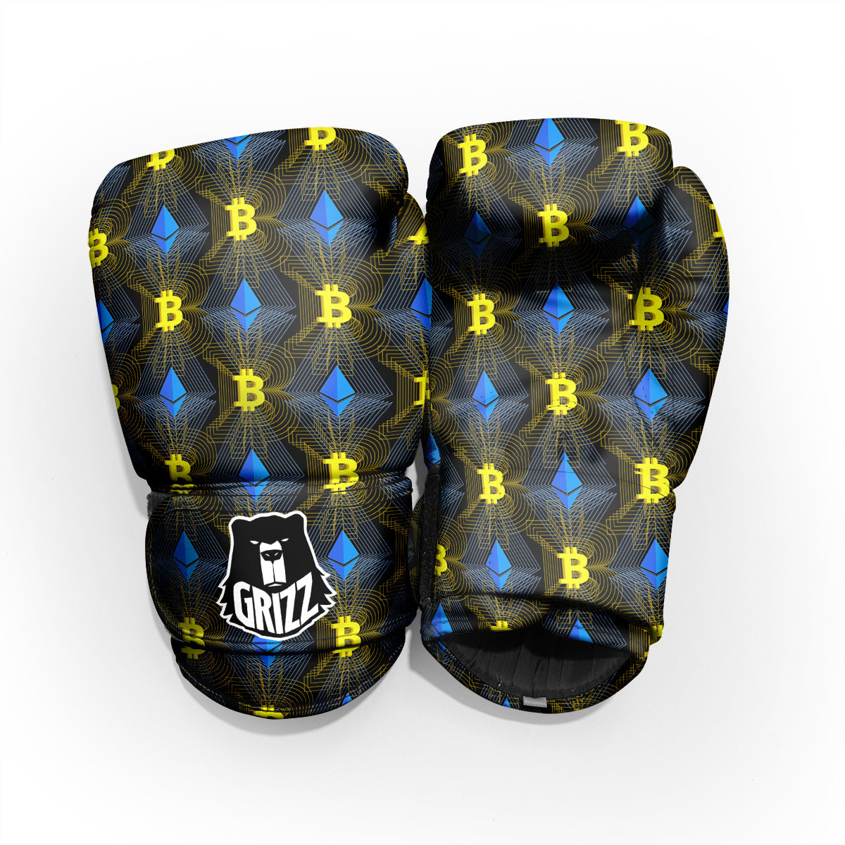 Ethereum And Bitcoin Print Pattern Pro Boxing Glove