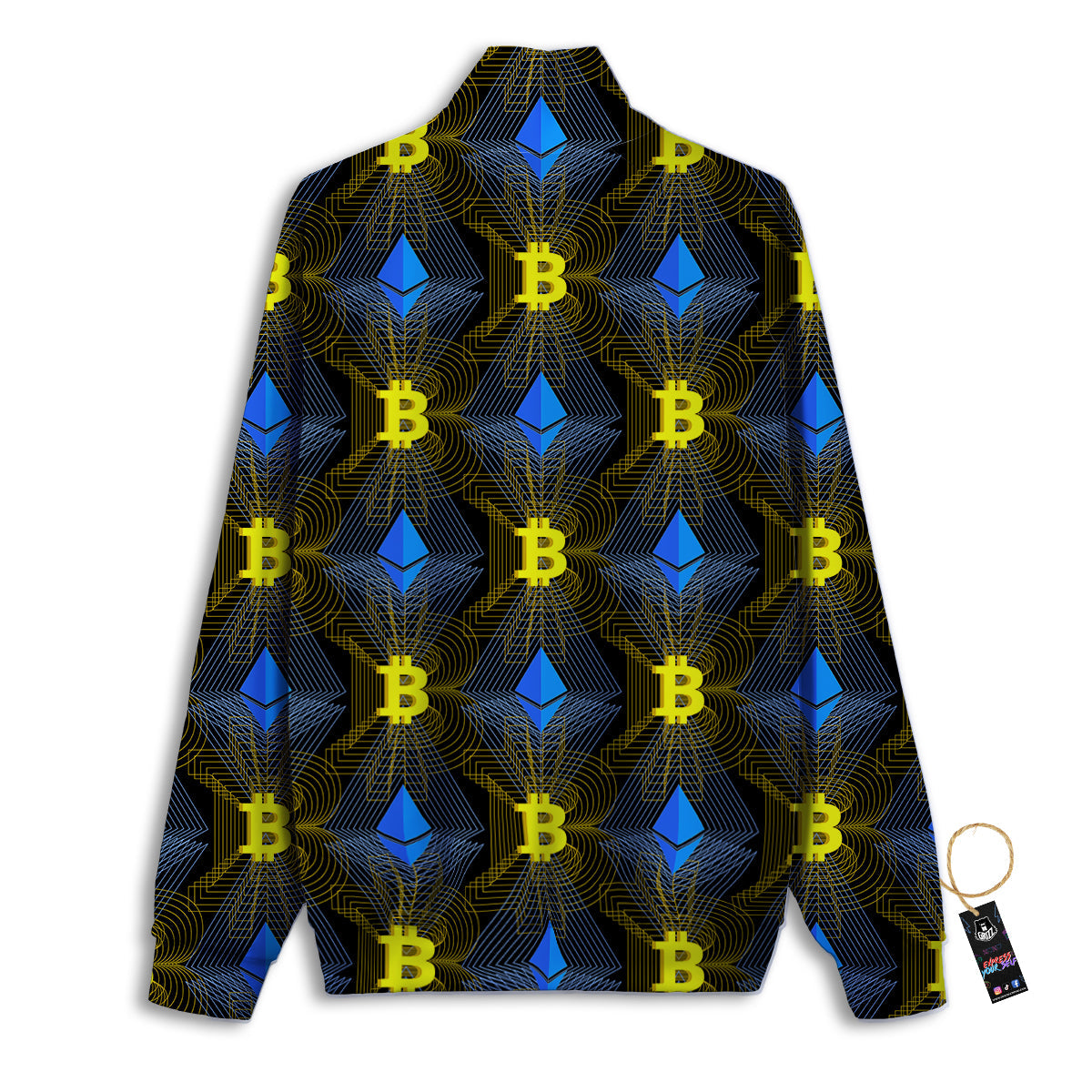 Ethereum And Bitcoin Print Pattern Track Jacket-grizzshop