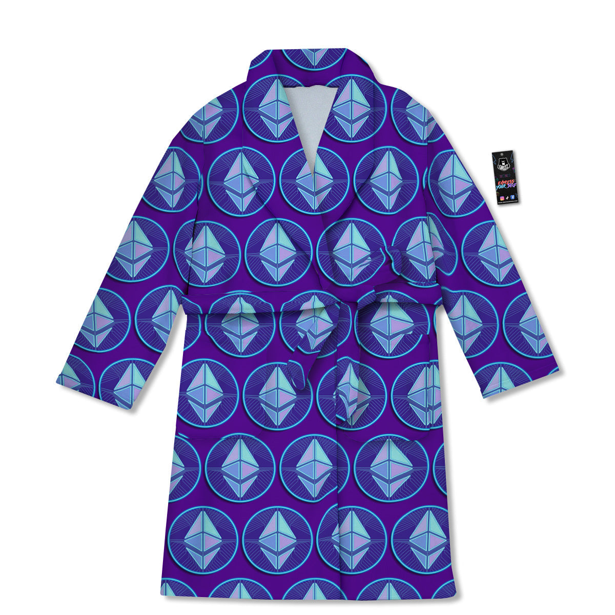Ethereum Cryptocurrency Print Pattern Bathrobe-grizzshop