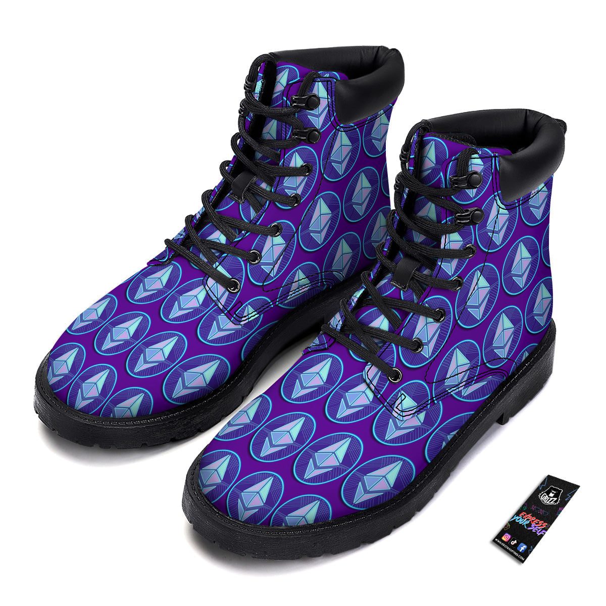 Ethereum Cryptocurrency Print Pattern Boots-grizzshop