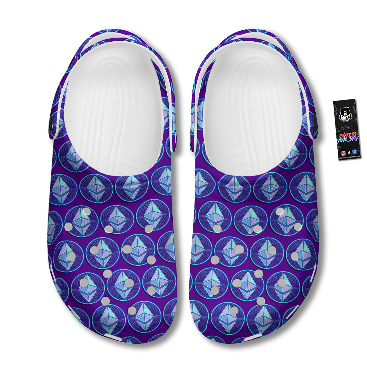 Ethereum Cryptocurrency Print Pattern Clog-grizzshop