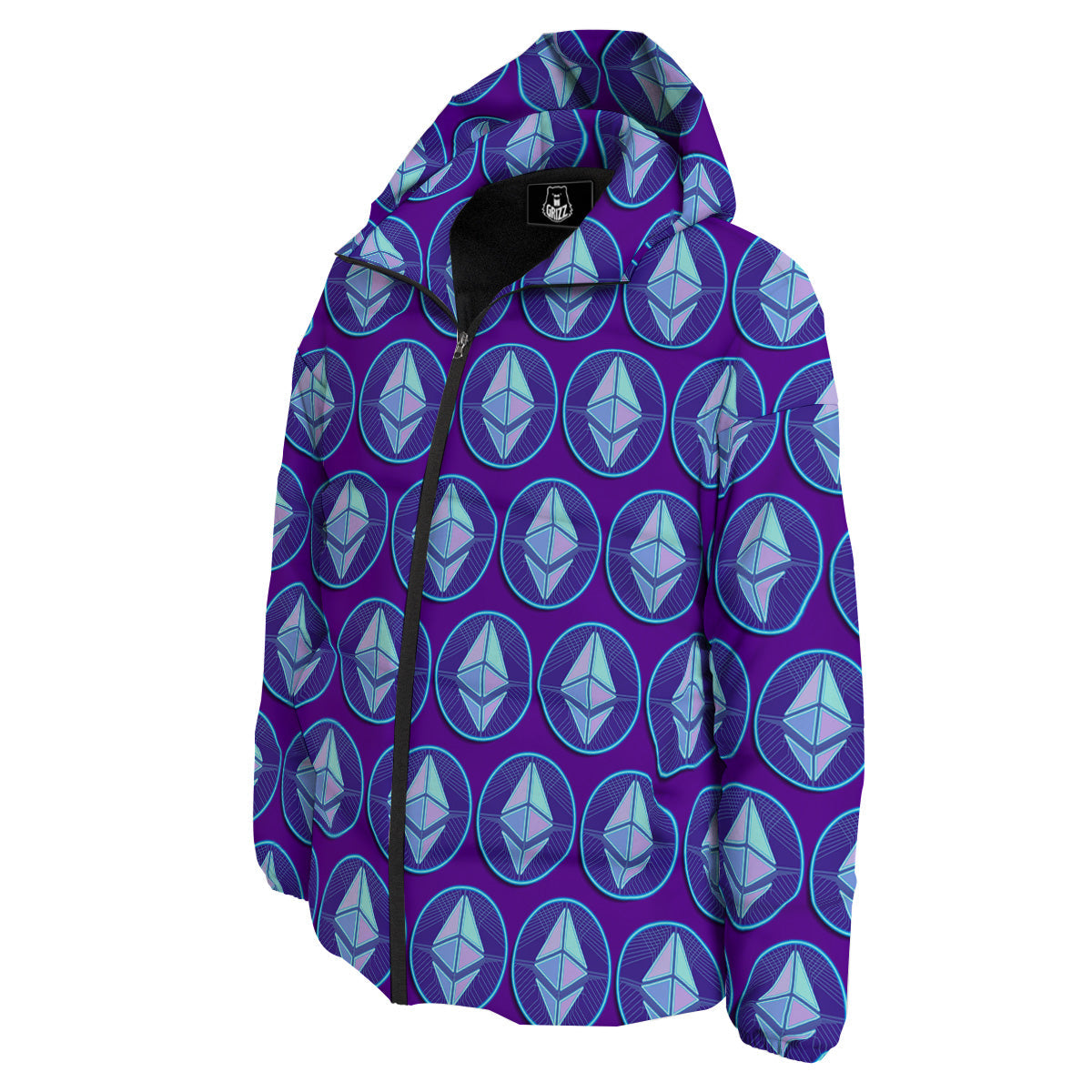 Ethereum Cryptocurrency Print Pattern Down Jacket-grizzshop