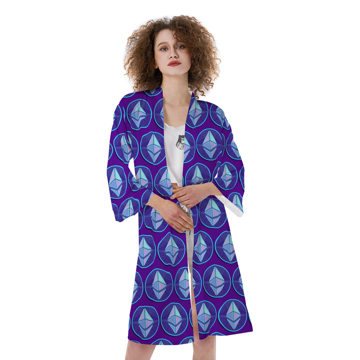 Ethereum Cryptocurrency Print Pattern Kimono-grizzshop