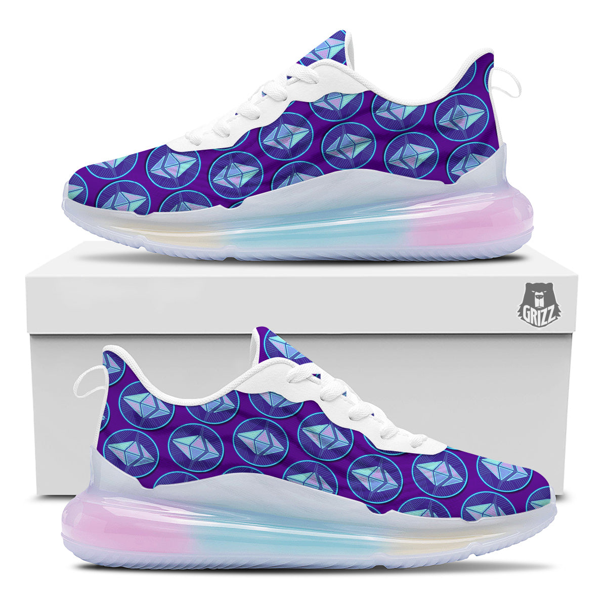 Ethereum Cryptocurrency Print Pattern Running Sneakers-grizzshop