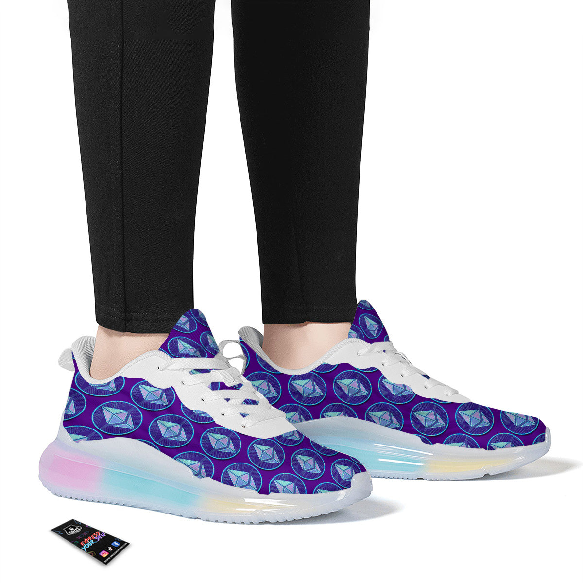 Ethereum Cryptocurrency Print Pattern Running Sneakers-grizzshop
