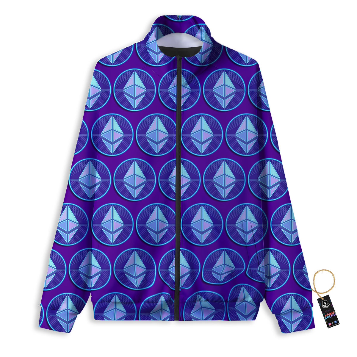 Ethereum Cryptocurrency Print Pattern Track Jacket-grizzshop