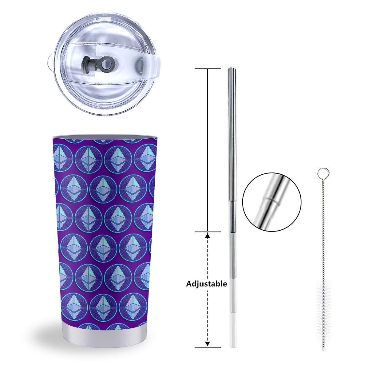Ethereum Cryptocurrency Print Pattern Tumbler-grizzshop